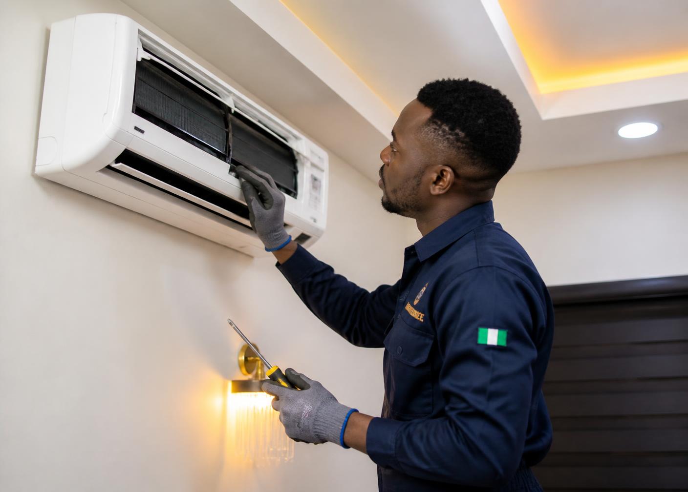 Lumora certified technician installing a split air conditioner